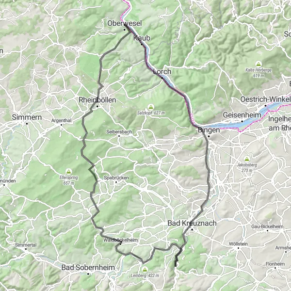 Karten-Miniaturansicht der Radinspiration "Rheinüberquerung und Landschaftsvielfalt" in Koblenz, Germany. Erstellt vom Tarmacs.app-Routenplaner für Radtouren