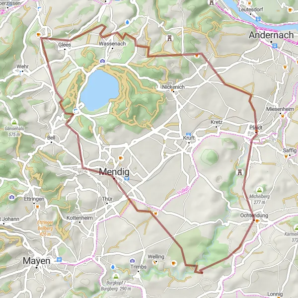 Map miniature of "Off-Roading Adventure" cycling inspiration in Koblenz, Germany. Generated by Tarmacs.app cycling route planner