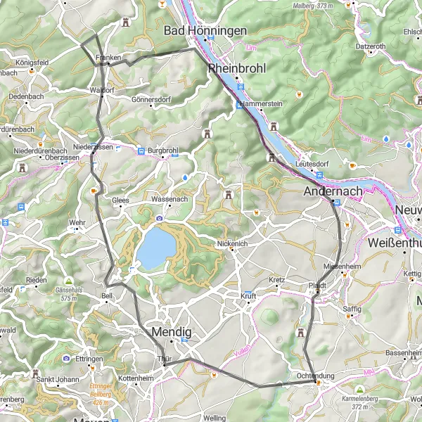 Map miniature of "Koblenz Countryside Exploration" cycling inspiration in Koblenz, Germany. Generated by Tarmacs.app cycling route planner