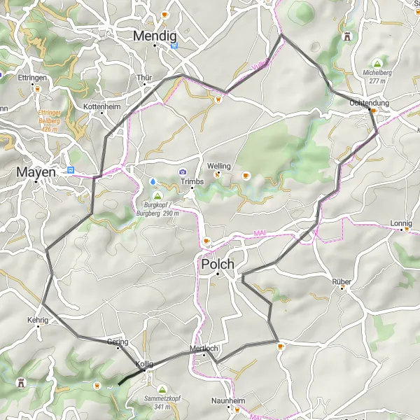Karten-Miniaturansicht der Radinspiration "Rheinische Landschaftswege" in Koblenz, Germany. Erstellt vom Tarmacs.app-Routenplaner für Radtouren