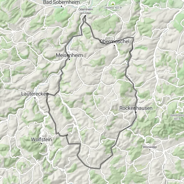 Map miniature of "The Seelberg Circuit" cycling inspiration in Koblenz, Germany. Generated by Tarmacs.app cycling route planner