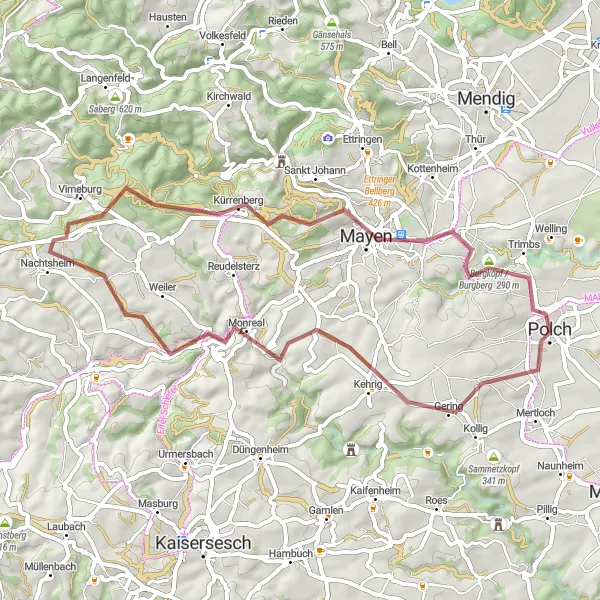 Karten-Miniaturansicht der Radinspiration "Gemütliche Gravel-Tour entlang der Eifel" in Koblenz, Germany. Erstellt vom Tarmacs.app-Routenplaner für Radtouren