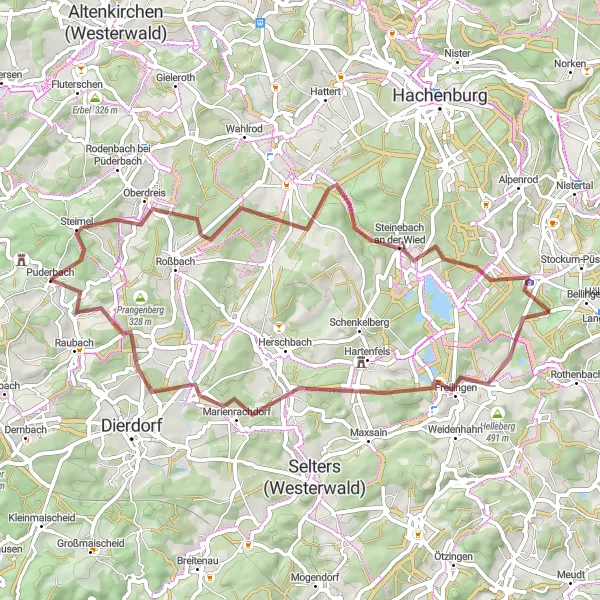 Karten-Miniaturansicht der Radinspiration "Fahrfreude pur auf dieser Gravelroute" in Koblenz, Germany. Erstellt vom Tarmacs.app-Routenplaner für Radtouren