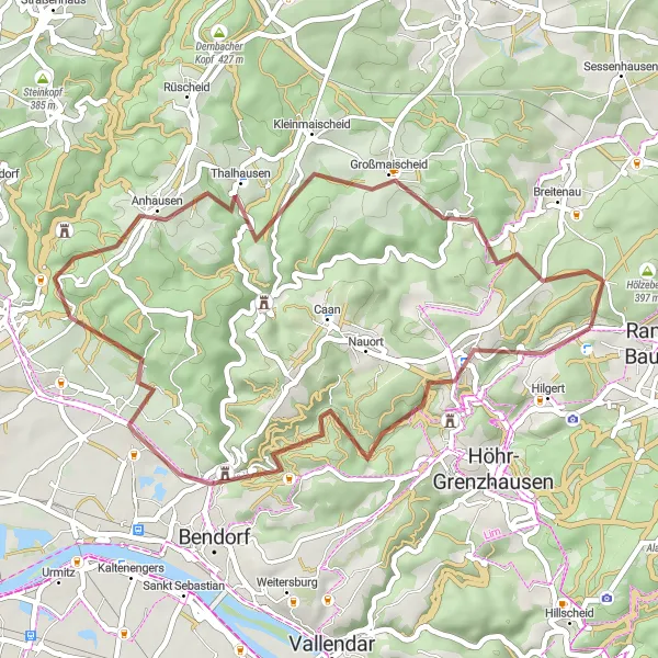 Map miniature of "The Alsbach Adventure" cycling inspiration in Koblenz, Germany. Generated by Tarmacs.app cycling route planner