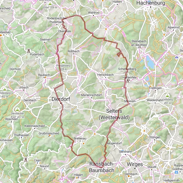 Map miniature of "Gravel Adventure" cycling inspiration in Koblenz, Germany. Generated by Tarmacs.app cycling route planner