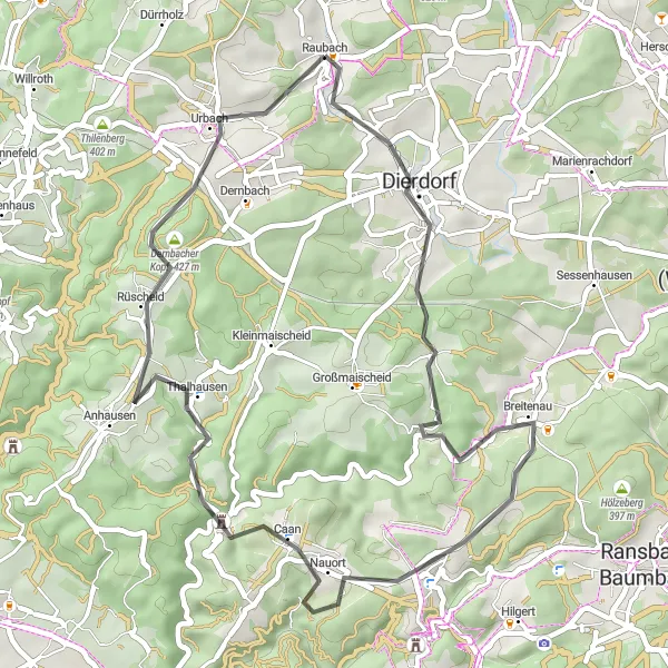 Karten-Miniaturansicht der Radinspiration "Entspannte Tour durch die Natur" in Koblenz, Germany. Erstellt vom Tarmacs.app-Routenplaner für Radtouren