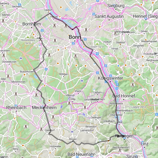 Karten-Miniaturansicht der Radinspiration "Blick von der Waldburg" in Koblenz, Germany. Erstellt vom Tarmacs.app-Routenplaner für Radtouren