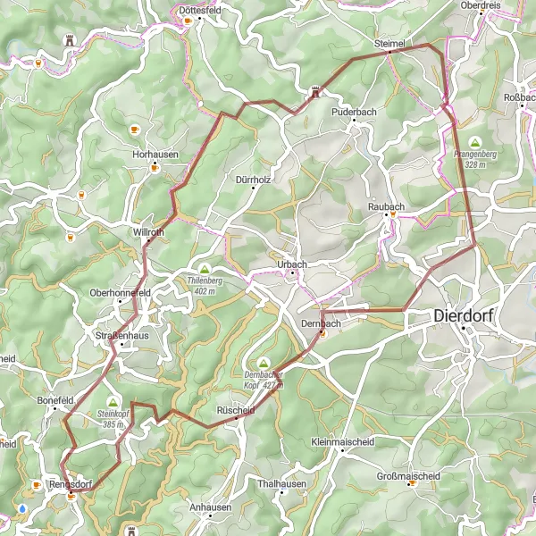 Karten-Miniaturansicht der Radinspiration "Gemütlicher Rundweg durch den Westerwald" in Koblenz, Germany. Erstellt vom Tarmacs.app-Routenplaner für Radtouren