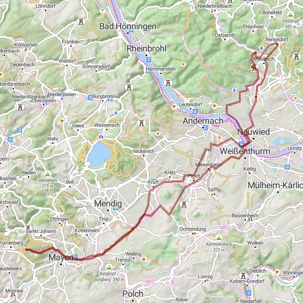 Karten-Miniaturansicht der Radinspiration "Gravel-Abenteuer um Mayen" in Koblenz, Germany. Erstellt vom Tarmacs.app-Routenplaner für Radtouren