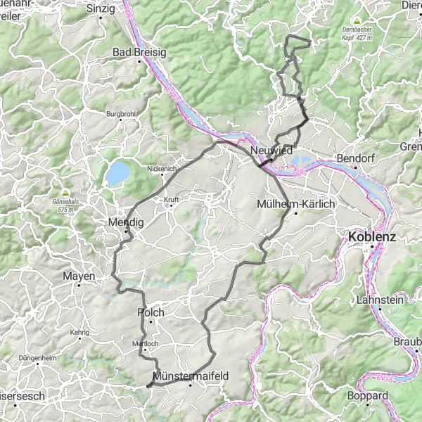 Karten-Miniaturansicht der Radinspiration "Die malerische Weinstraße" in Koblenz, Germany. Erstellt vom Tarmacs.app-Routenplaner für Radtouren