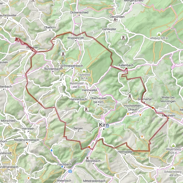 Map miniature of "A Gravel Escape" cycling inspiration in Koblenz, Germany. Generated by Tarmacs.app cycling route planner