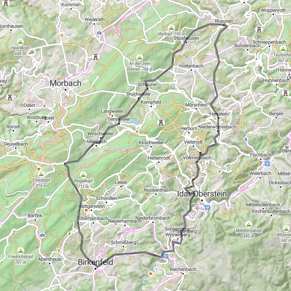 Karten-Miniaturansicht der Radinspiration "Rundtour durch Bergfried und Bruchweiler" in Koblenz, Germany. Erstellt vom Tarmacs.app-Routenplaner für Radtouren