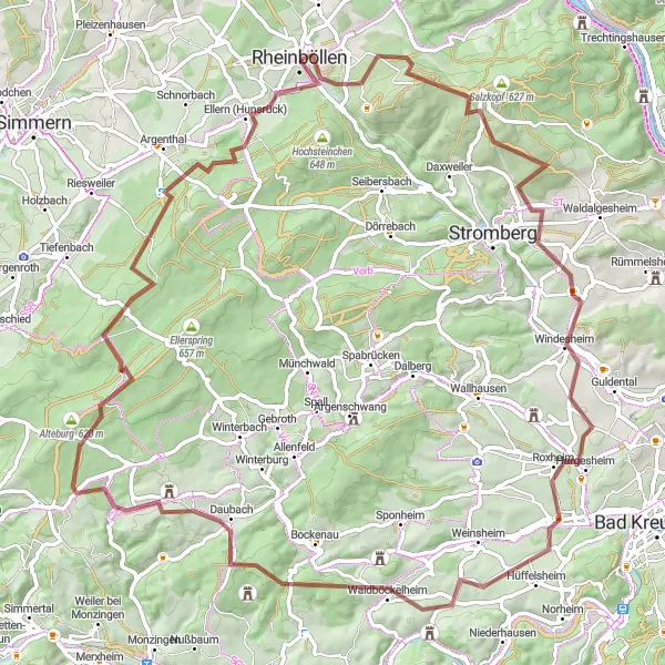 Map miniature of "The Hunsrück Adventure" cycling inspiration in Koblenz, Germany. Generated by Tarmacs.app cycling route planner
