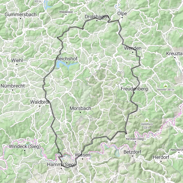 Karten-Miniaturansicht der Radinspiration "Die hügelige Route von Roth nach Fürthen" in Koblenz, Germany. Erstellt vom Tarmacs.app-Routenplaner für Radtouren