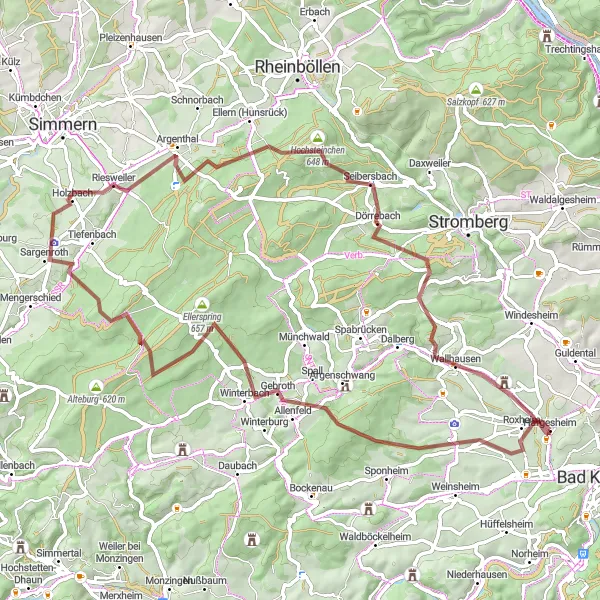 Map miniature of "The Gravel Adventure" cycling inspiration in Koblenz, Germany. Generated by Tarmacs.app cycling route planner