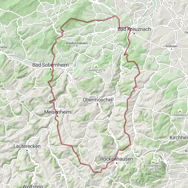 Map miniature of "The Gravel Explorers" cycling inspiration in Koblenz, Germany. Generated by Tarmacs.app cycling route planner