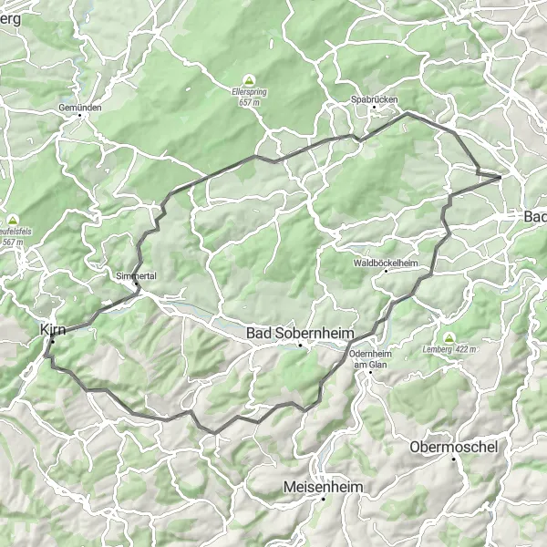 Map miniature of "The Scenic Road Trip" cycling inspiration in Koblenz, Germany. Generated by Tarmacs.app cycling route planner