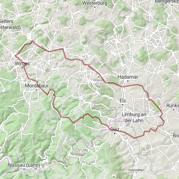 Map miniature of "Malberg Loop" cycling inspiration in Koblenz, Germany. Generated by Tarmacs.app cycling route planner