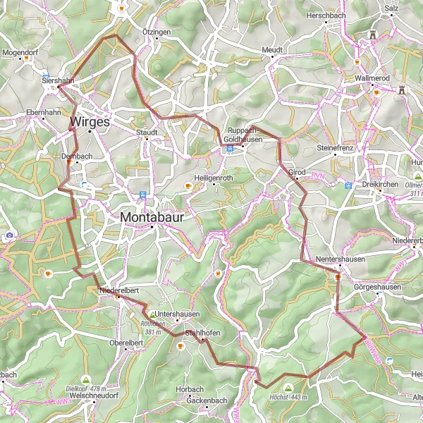 Karten-Miniaturansicht der Radinspiration "Rupberg und Hähnchen Schottertour" in Koblenz, Germany. Erstellt vom Tarmacs.app-Routenplaner für Radtouren