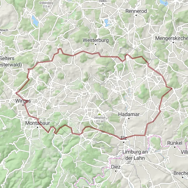Karten-Miniaturansicht der Radinspiration "Beilstein und Offheim Schottertour" in Koblenz, Germany. Erstellt vom Tarmacs.app-Routenplaner für Radtouren