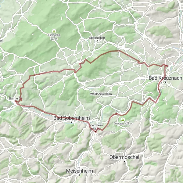 Map miniature of "The Gravel Adventure" cycling inspiration in Koblenz, Germany. Generated by Tarmacs.app cycling route planner