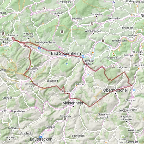 Map miniature of "The Ultimate Gravel Challenge" cycling inspiration in Koblenz, Germany. Generated by Tarmacs.app cycling route planner