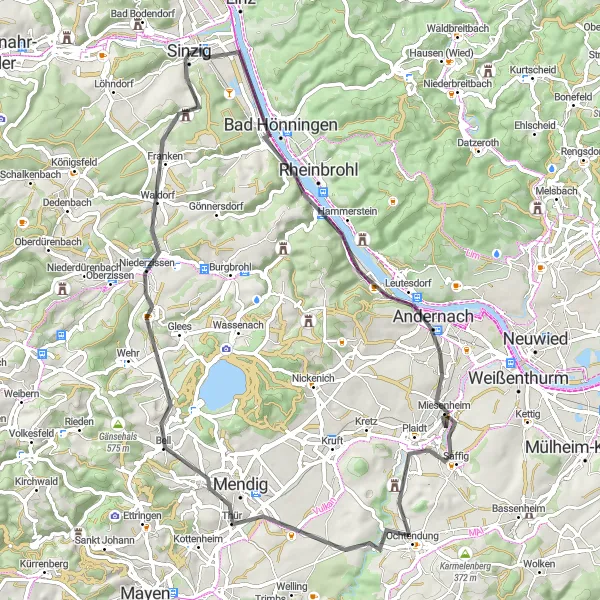 Karten-Miniaturansicht der Radinspiration "Rhine and Laacher See Loop" in Koblenz, Germany. Erstellt vom Tarmacs.app-Routenplaner für Radtouren