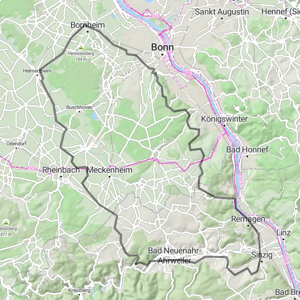 Map miniature of "Neuenahrer Berg Loop" cycling inspiration in Koblenz, Germany. Generated by Tarmacs.app cycling route planner