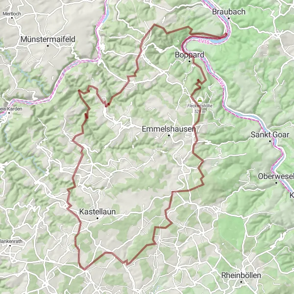 Karten-Miniaturansicht der Radinspiration "Hunsrück Adventure" in Koblenz, Germany. Erstellt vom Tarmacs.app-Routenplaner für Radtouren