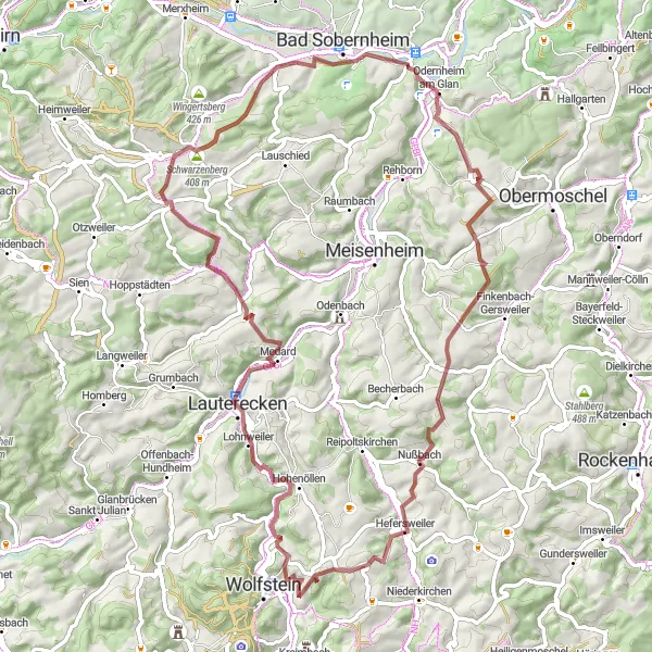 Karten-Miniaturansicht der Radinspiration "Glan-Tour" in Koblenz, Germany. Erstellt vom Tarmacs.app-Routenplaner für Radtouren