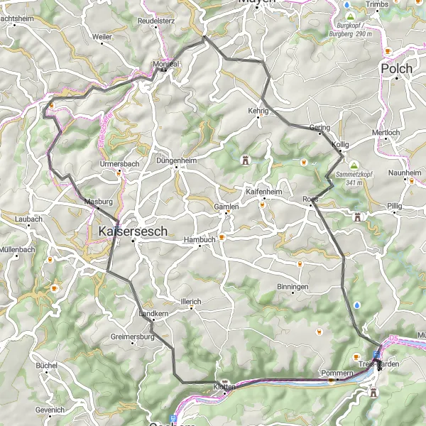 Map miniature of "The Scenic Road Cycling Tour of Treis-Karden" cycling inspiration in Koblenz, Germany. Generated by Tarmacs.app cycling route planner