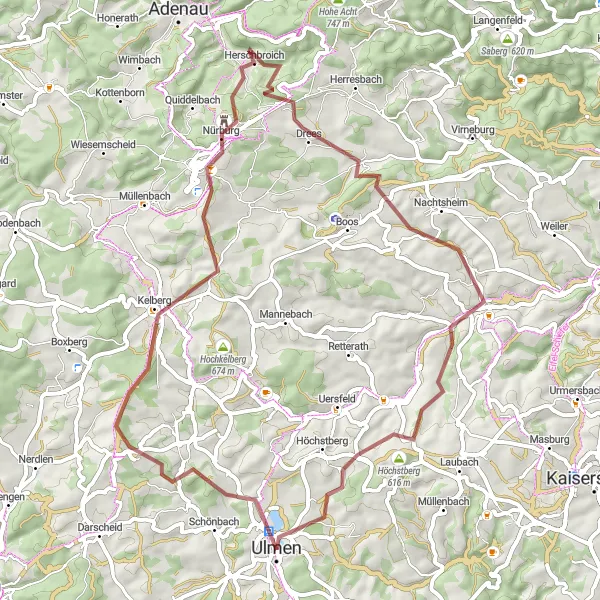 Map miniature of "Kelberg Explorer" cycling inspiration in Koblenz, Germany. Generated by Tarmacs.app cycling route planner