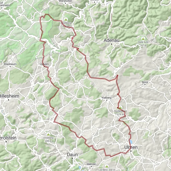 Karten-Miniaturansicht der Radinspiration "Gravel-Abenteuer rund um Ulmen" in Koblenz, Germany. Erstellt vom Tarmacs.app-Routenplaner für Radtouren