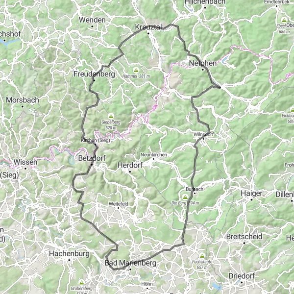 Map miniature of "The Ultimate Adventure" cycling inspiration in Koblenz, Germany. Generated by Tarmacs.app cycling route planner