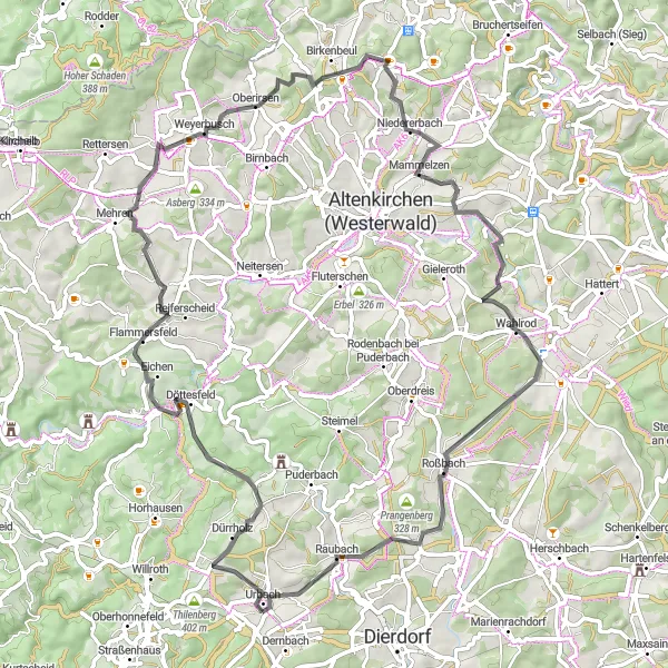 Karten-Miniaturansicht der Radinspiration "71 km Road-Tour mit 1028 m Aufstieg" in Koblenz, Germany. Erstellt vom Tarmacs.app-Routenplaner für Radtouren