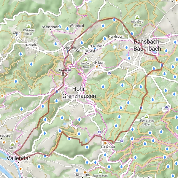 Map miniature of "The Gravel Excursion to Schlossberg" cycling inspiration in Koblenz, Germany. Generated by Tarmacs.app cycling route planner