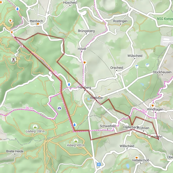 Map miniature of "Vettelschoß Gravel Adventure" cycling inspiration in Koblenz, Germany. Generated by Tarmacs.app cycling route planner