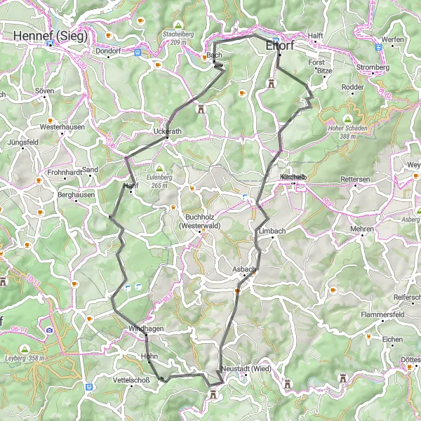 Karten-Miniaturansicht der Radinspiration "Road-Tour entlang des Rheins" in Koblenz, Germany. Erstellt vom Tarmacs.app-Routenplaner für Radtouren