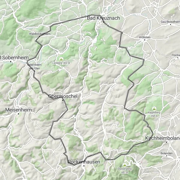 Karten-Miniaturansicht der Radinspiration "Hügel und Täler Abenteuer" in Koblenz, Germany. Erstellt vom Tarmacs.app-Routenplaner für Radtouren