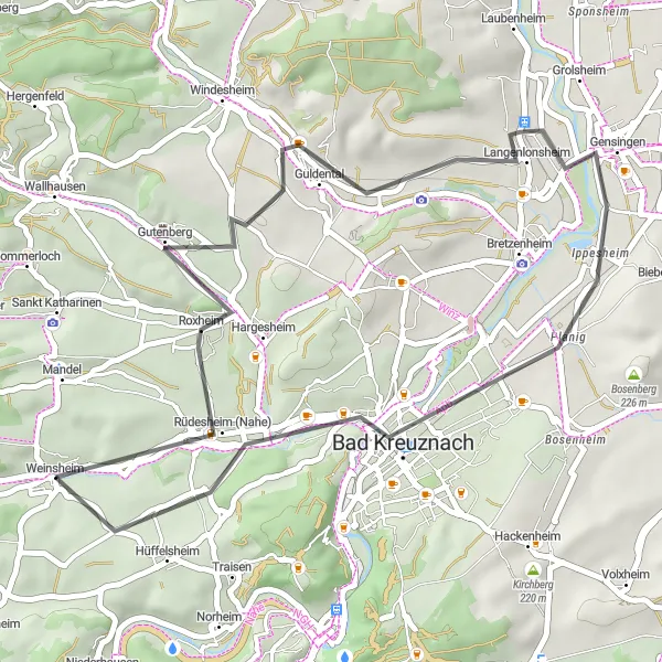 Karten-Miniaturansicht der Radinspiration "Entspannte Tour durch das Nahetal" in Koblenz, Germany. Erstellt vom Tarmacs.app-Routenplaner für Radtouren