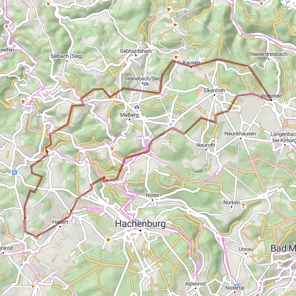 Map miniature of "The Atzelgift Trail" cycling inspiration in Koblenz, Germany. Generated by Tarmacs.app cycling route planner