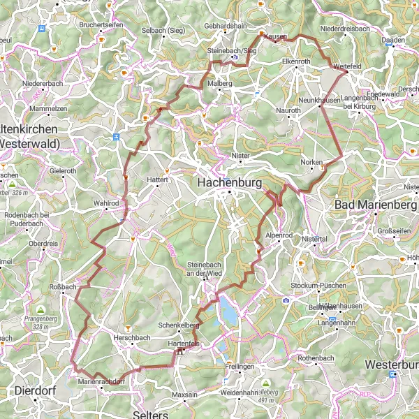 Map miniature of "Countryside Exploration" cycling inspiration in Koblenz, Germany. Generated by Tarmacs.app cycling route planner