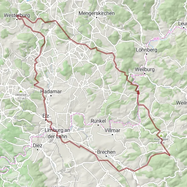 Karten-Miniaturansicht der Radinspiration "Entdeckungstour durch das Westerwald" in Koblenz, Germany. Erstellt vom Tarmacs.app-Routenplaner für Radtouren