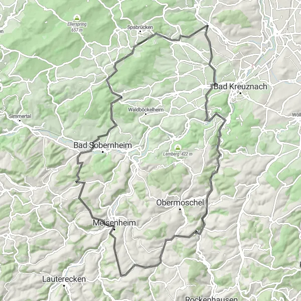 Map miniature of "Norheim Loop" cycling inspiration in Koblenz, Germany. Generated by Tarmacs.app cycling route planner