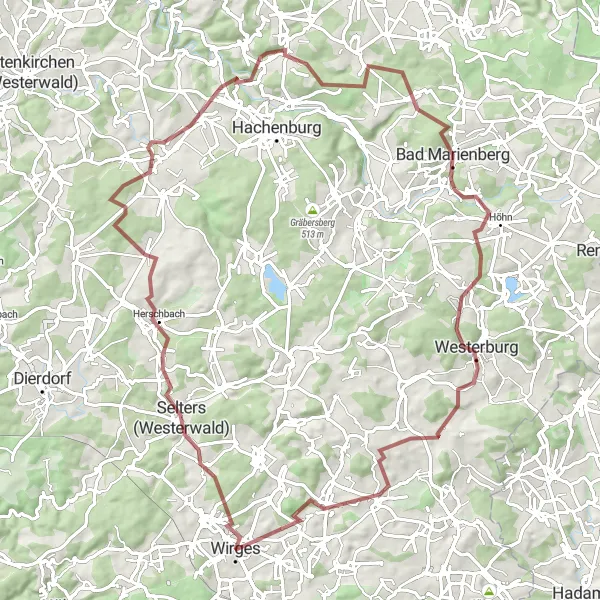 Map miniature of "The Challenging Hills of Steimel" cycling inspiration in Koblenz, Germany. Generated by Tarmacs.app cycling route planner