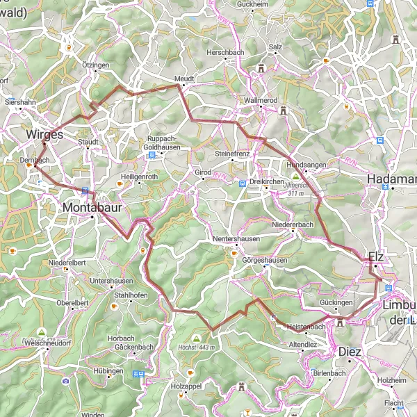 Karten-Miniaturansicht der Radinspiration "Malberg und Montabaur Rundfahrt" in Koblenz, Germany. Erstellt vom Tarmacs.app-Routenplaner für Radtouren