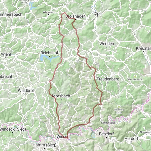 Karten-Miniaturansicht der Radinspiration "Hügeliges Gravel-Abenteuer" in Koblenz, Germany. Erstellt vom Tarmacs.app-Routenplaner für Radtouren