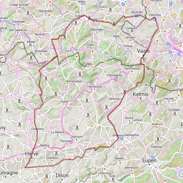 Karten-Miniaturansicht der Radinspiration "Rundtour durch die Dreiländerregion" in Köln, Germany. Erstellt vom Tarmacs.app-Routenplaner für Radtouren