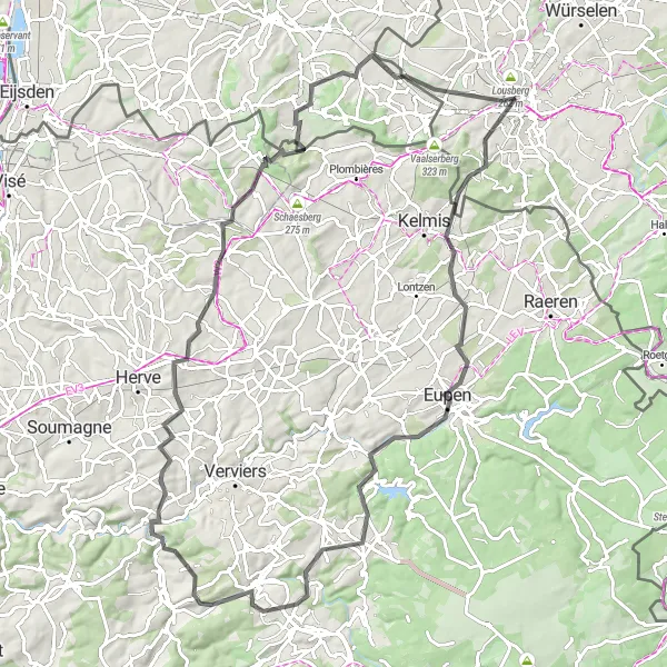 Karten-Miniaturansicht der Radinspiration "Hügeliges Terrain und grüne Landschaften" in Köln, Germany. Erstellt vom Tarmacs.app-Routenplaner für Radtouren