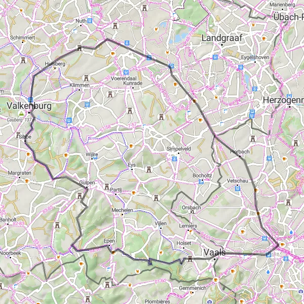 Map miniature of "Road Route around Aachen" cycling inspiration in Köln, Germany. Generated by Tarmacs.app cycling route planner